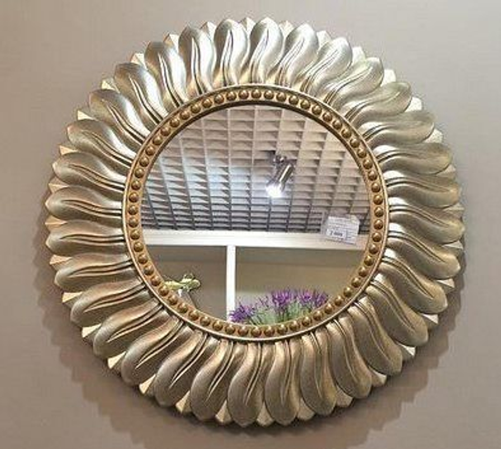Зеркало настенное Garda Decor "Garda LM744", круглое, рама золотая, 55x6 см