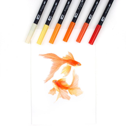 Набор Tombow ABT Dual Brush 6 Orange Blendables включает в себя 6 кистей: №885, №905, №925, №933, №991 и №020.