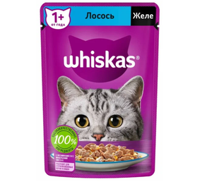 КОРМ WHISKAS ЛОСОСЬ ЖЕЛЕ 85ГР