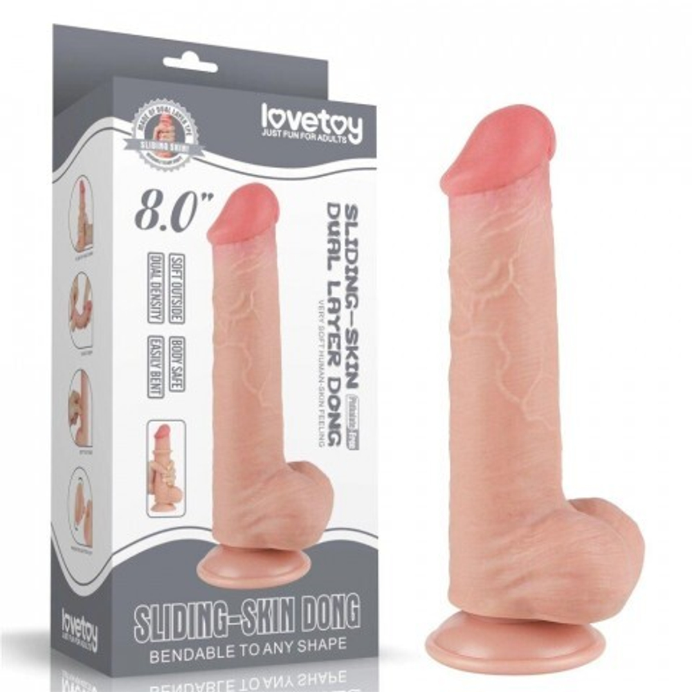 Фаллоимитатор Lovetoy Sliding Skin (20,8×4 см) с двойной плотностью телесный