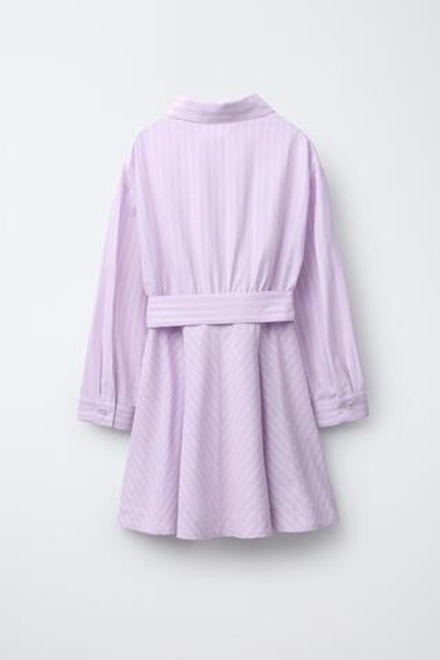 ZARA ПЛАТЬЕ-РУБАШКА В ПОЛОСКУ, ЦВЕТ МАЛЬВЫ