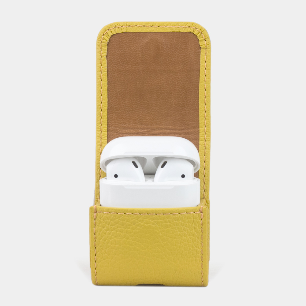 Чехол-держатель кожаный для наушников Petit Easy желтого цвета