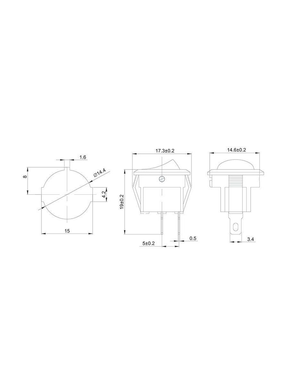 Выключатель клавишный 250В 3А (2с) ON-OFF круглый черн. Micro (RWB-105; SC-214) Rexant 36-2510