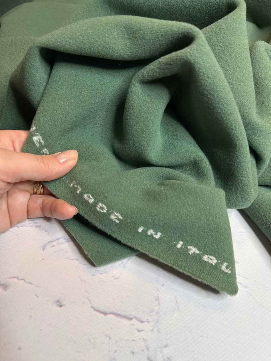 Пальтовая однотонная шерсть с кашемиром (Alta Moda для Valentino, 85%шерсть/15%кашемир, Зеленые глаза, 500 гр/м2, 150)