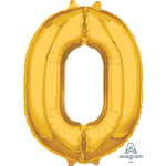 Шар фольгированный Цифра 0 66 см (Золотой)