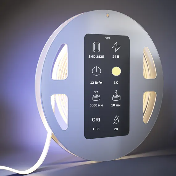 Светодиодная лента 24В COB 12Вт/м Адресная (SPI) 3000K 5м IP 20 201254 Led Strip 201254