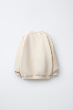 ZARA ТОЛСТОВКА С БЛЕСТЯЩЕЙ НАДПИСЬЮ, ЭКРЮ