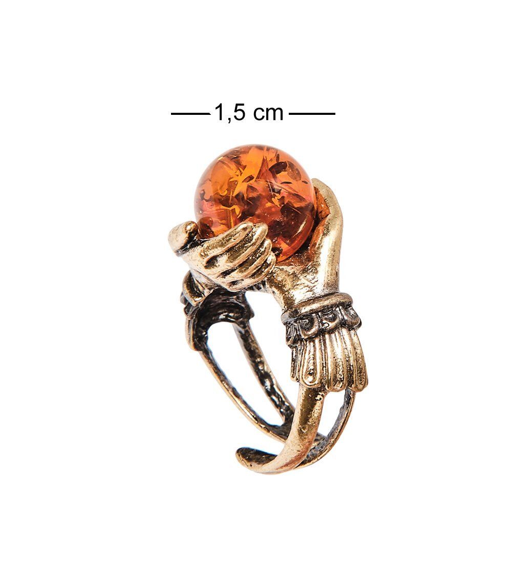 AM-2518 Кольцо «Шар мира и добра» (латунь, янтарь)