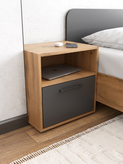 Прикроватная тумба DIWO Кострома 45x48х35 см дуб вотан, антрацит, ручка черная