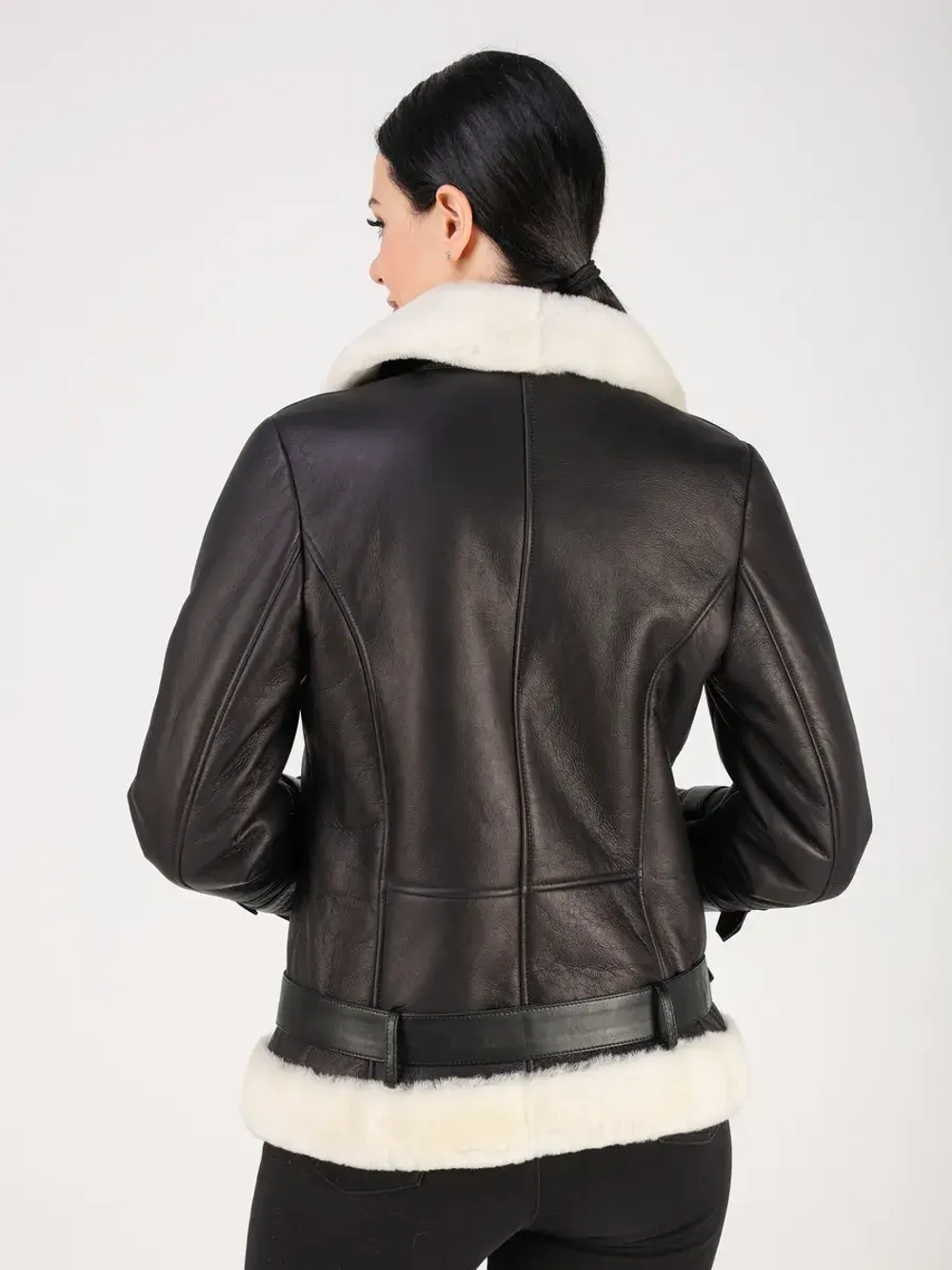 Дубленка зимняя натуральная короткая авиатор