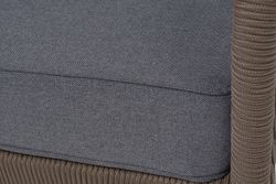 "Канны" диван 3-местный плетеный из роупа, каркас алюминий коричневый (RAL8016) муар, роуп коричневый круглый, ткань темно-серая 027