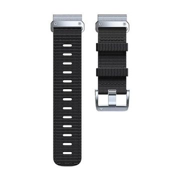 Ремешок тактический Tactix 26 мм. для Garmin Fenix 7x / 6x / 5x / 3, Enduro 2 / Tactix 7, Tactix Delta нейлоновый быстросъемный на застежке (Черный/серебряная застежка)