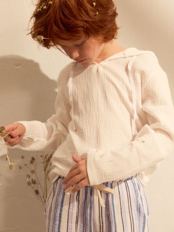 Рубашка муслиновая с капюшоном 