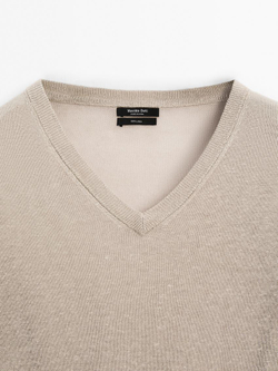 Massimo Dutti Свитер из 100% льняной ткани, дымчатый