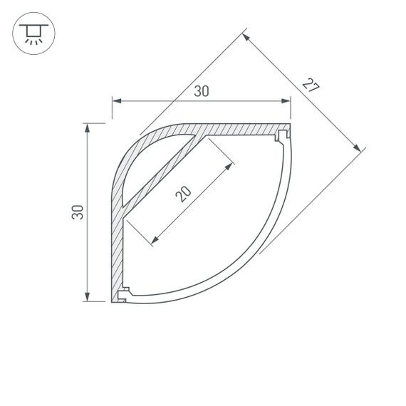 Профиль с рассеивателем Arlight ARH-Kant-H30-2000 Anod+Opal 036771