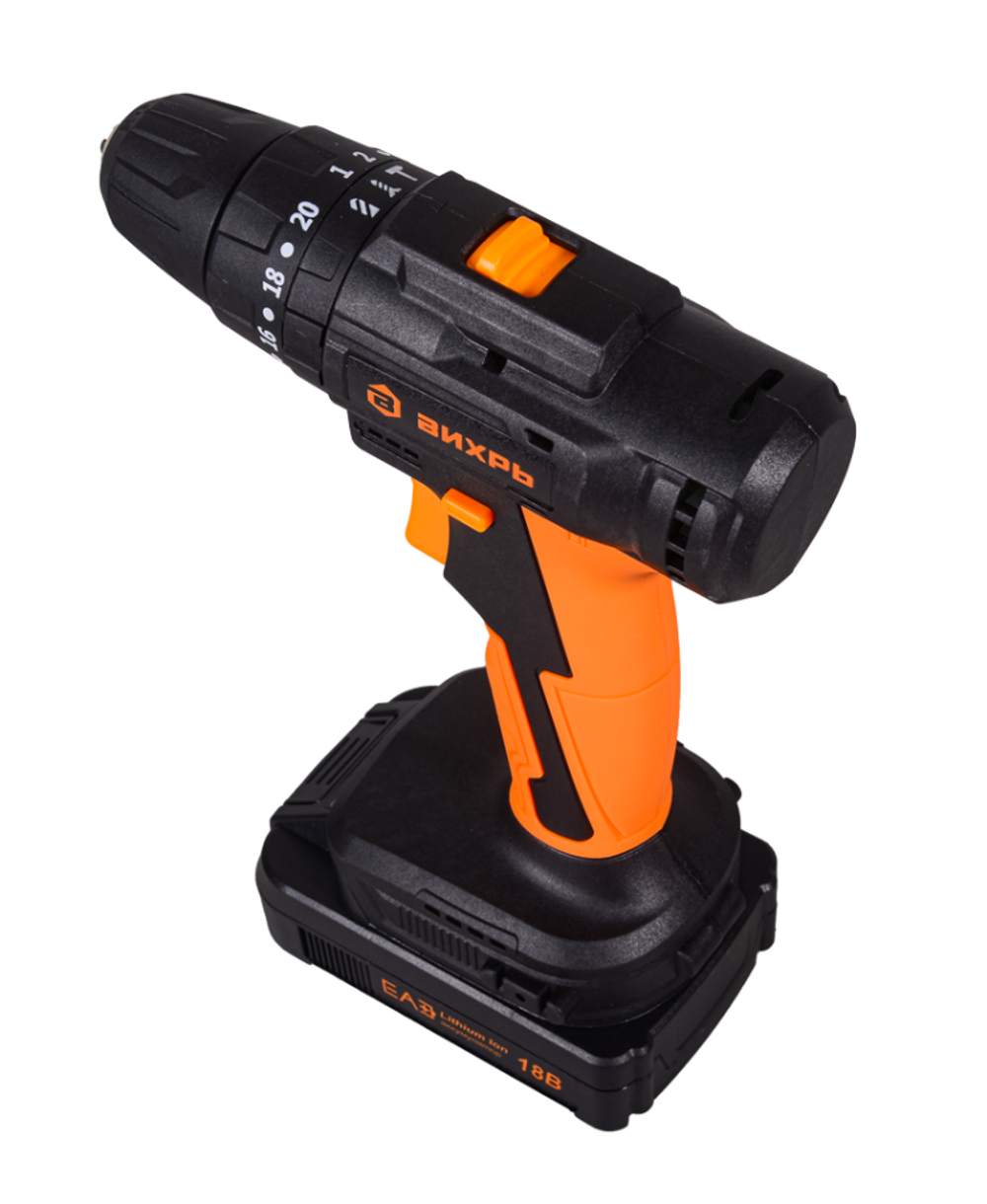 Дрель-шуруповерт Вихрь ДА-18Л-2КУ/Б (2,0 А/ч) (бесщеточный двигатель)