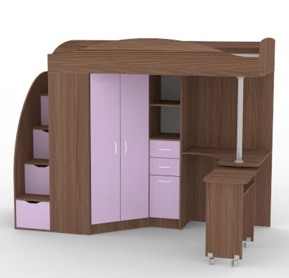 Кровать-чердак КарИВи Юниор 4 Бодего Темный Ирис