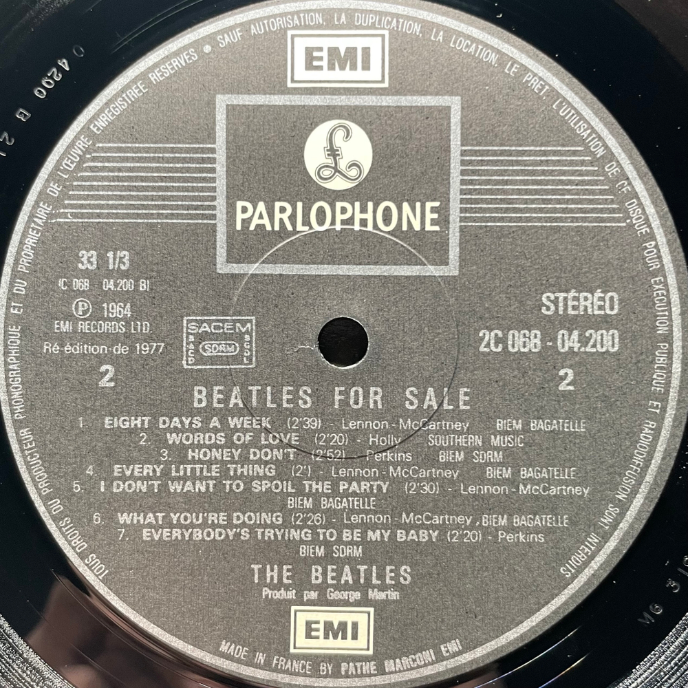 The Beatles ‎– Beatles For Sale (Франция 1977г.)