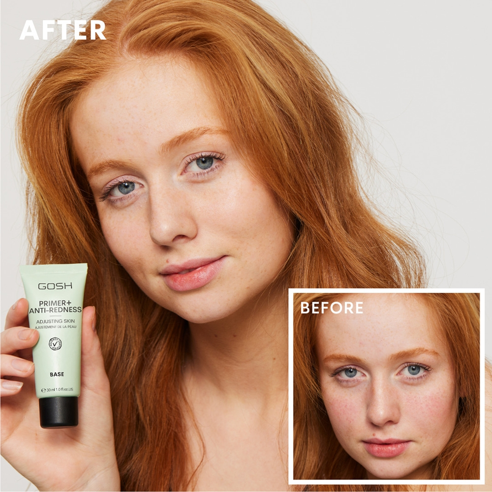 Gosh Primer Plus + - База под макияж, уменьшающая покраснения, 30 ml