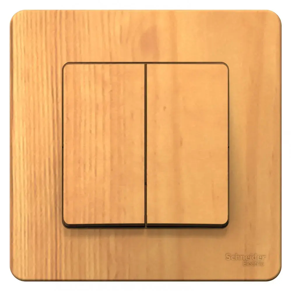 BLANCA С/У 2-клавишный ПЕРЕКЛЮЧАТЕЛЬ (cх.6+6), 10А, 250В, ЯСЕНЬ