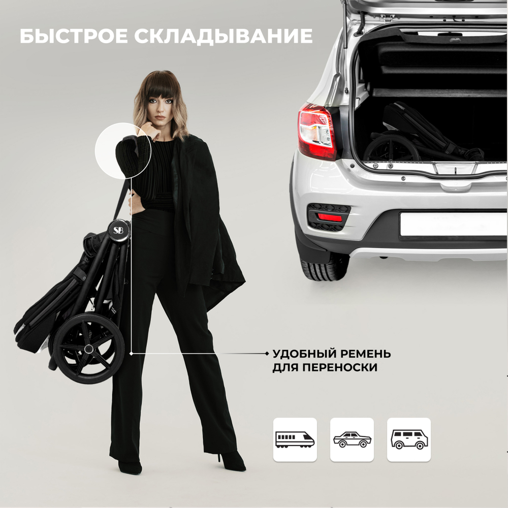 Коляска 2в1 Sweet Baby Stella Black