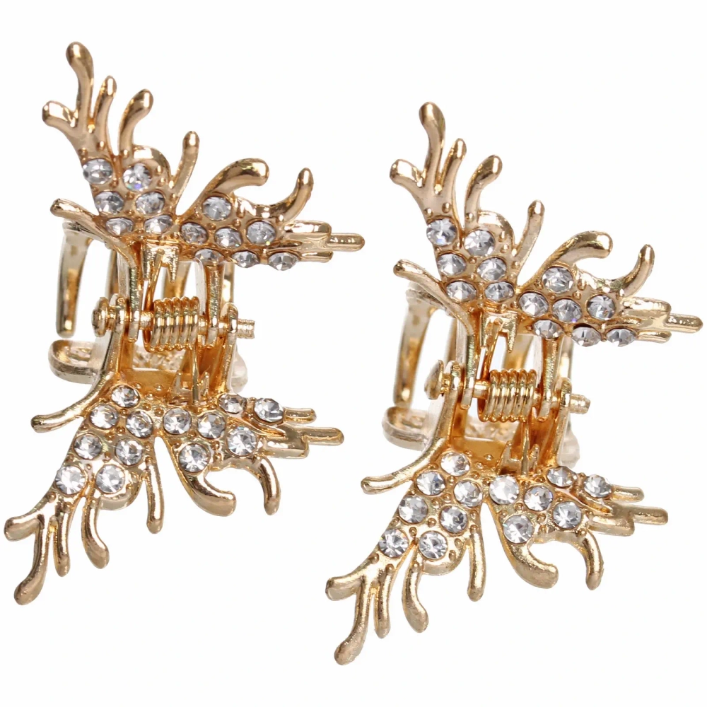 Заколка-краб для волос 2шт «AKS - DesignPRO», бабочки, цвет золото и хром, 4*2,5см