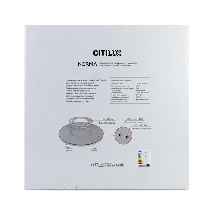Потолочный светодиодный светильник Citilux Norma CL748601