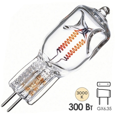 Лампа специальная галогенная Osram 64514 CP/96 300W 120V GX6.35 8100lm 75h d18.5x53mm 4008321746139