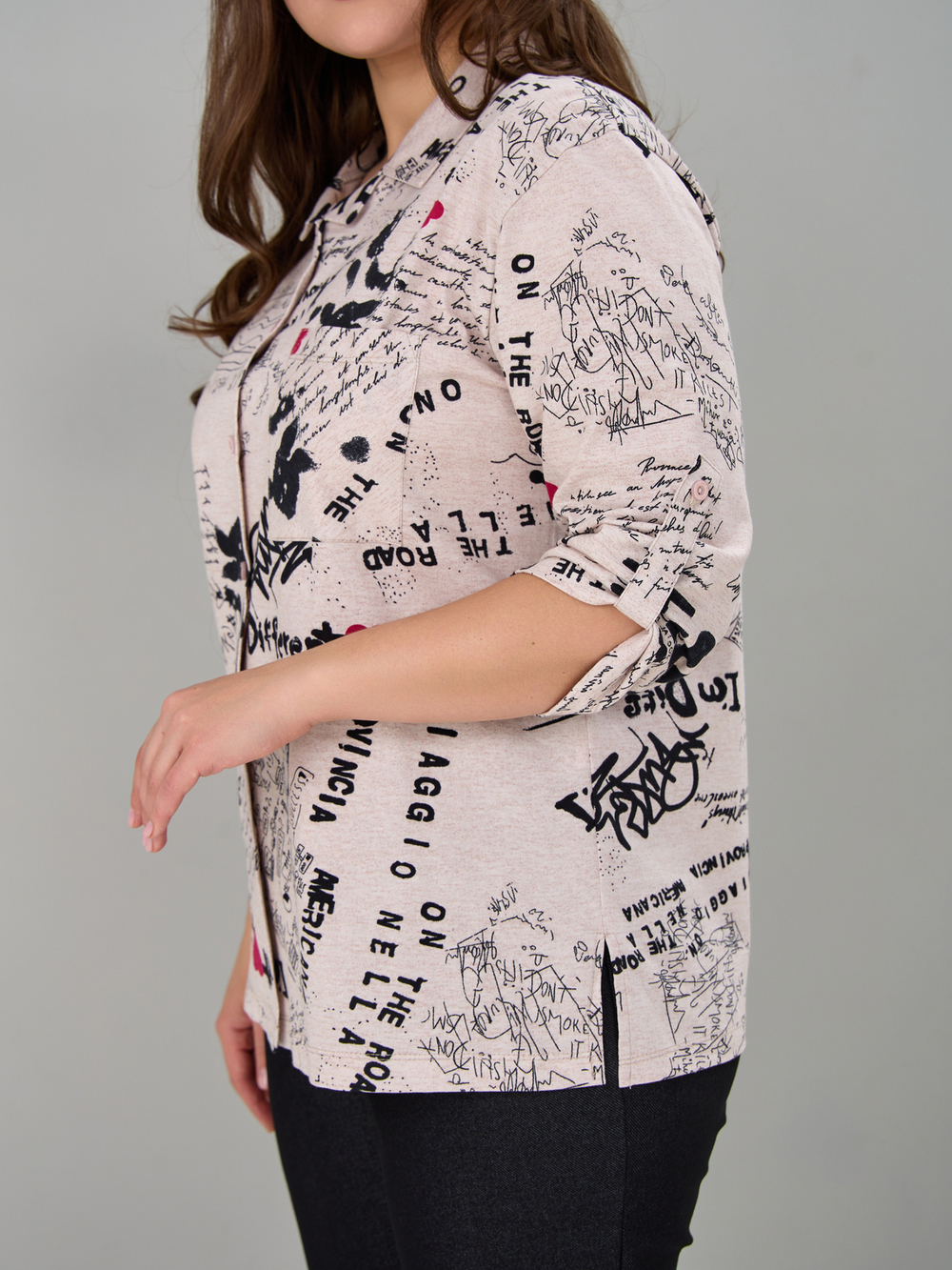 Рубашка Р-001/бежевый-газета