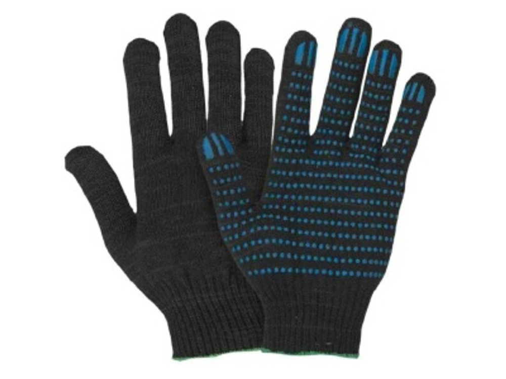 Перчатки х/б 5 нитей 10,5 кл. ПВХ Точка Черные (10шт/уп)(300шт/меш)