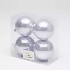 Набор пластиковых шаров Глория 100 мм., серебро перламутр, 4 шт., ЕлкиТорг (150413)
