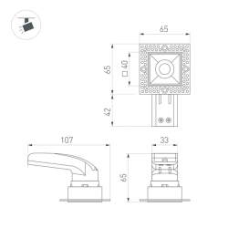 Светильник MS-RIALTO-TRIMLESS-S40x40-9W Warm3000 (BK, 36deg, 230V) (Arlight, IP20 Металл, 5 лет) 048321