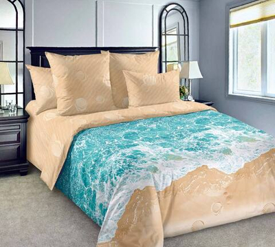 Постельное белье поплин Евроразмер Лазурный берег 1