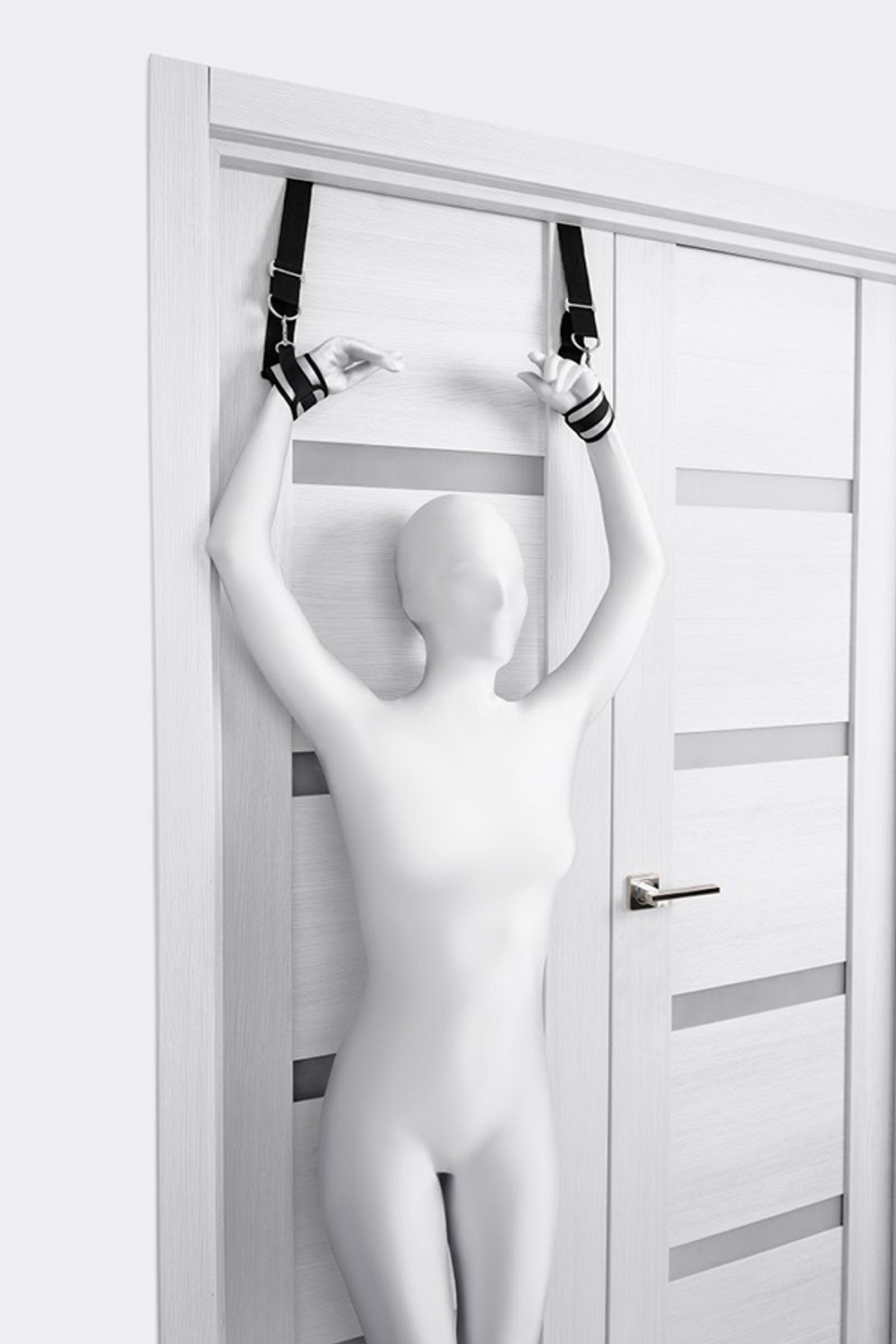 Черно-серебристые фиксаторы 23см для рук на дверь ToyFa Anonymo 310702