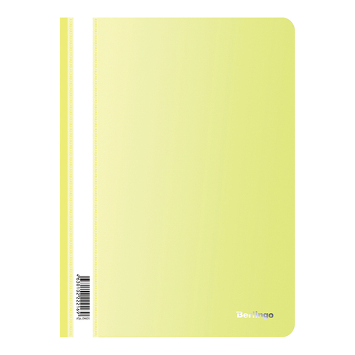 Папка-скоросшиватель пластик. Berlingo "Neon", А4, 180мкм, неоновая желтая с прозр. верхом