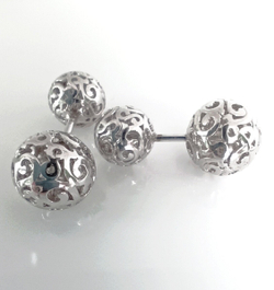 Серьги двусторонние Эстерелла, серебро 925 пробы, родированные/Ф