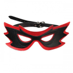 Кожаная маска на глаза "Бабочка" с металлической пряжкой (Цвет: черный с красным)