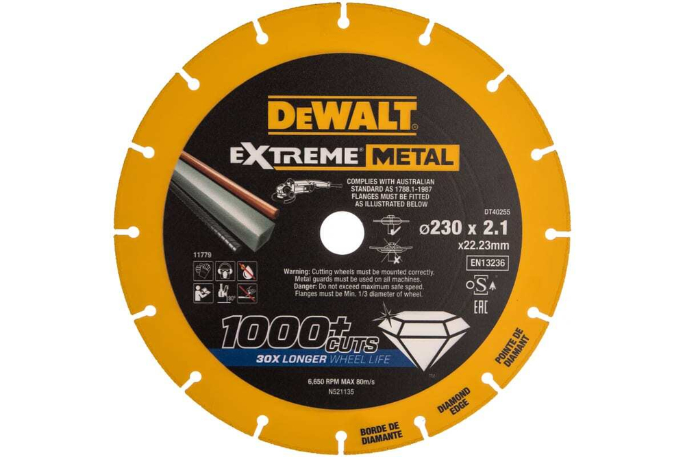 Алмазный диск отрезной по металлу 230x22.2 мм DEWALT DT40255