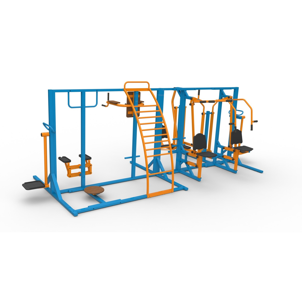 Уличный тренажер №8, комплекс с тренажерами 5600*2350*2000 мм.