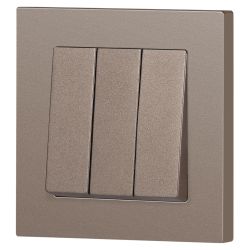 Выключатель Intro Accent 6-106-08 тройной, 10А-250В, IP20, СУ, AL/CU, бронза