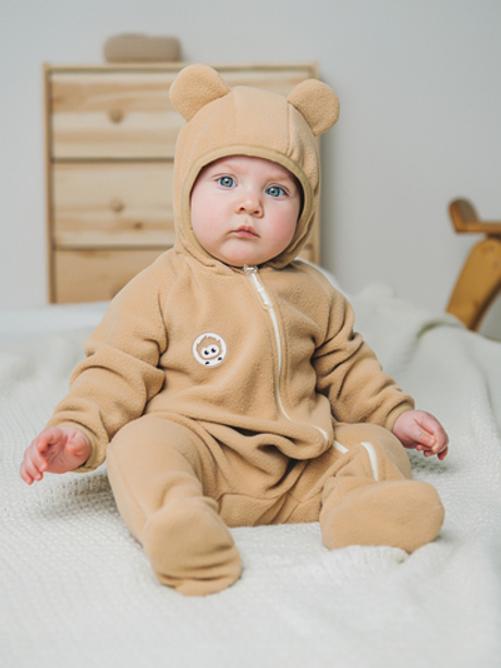 Комбинезон флисовый с ушками "Какао" 0+