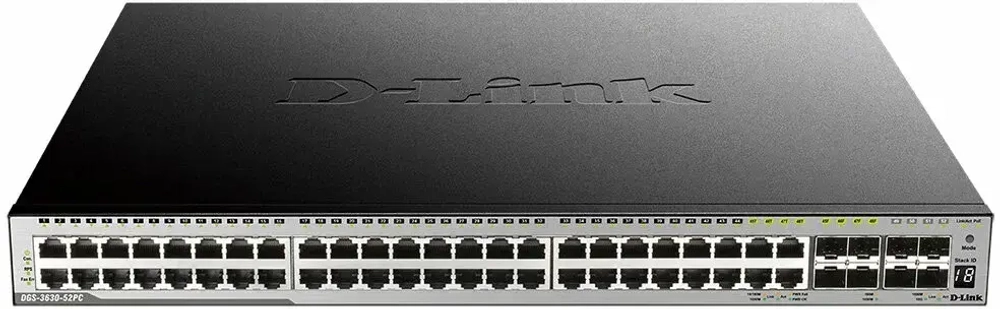 Коммутатор D-Link DGS-3630-52PC A2ASI PROJ Управляемый L3 PoE-коммутатор, стек, 44x1000Base-T, 4x10GBase-X SFP+, 4xCombo 1000Base-T SFP,