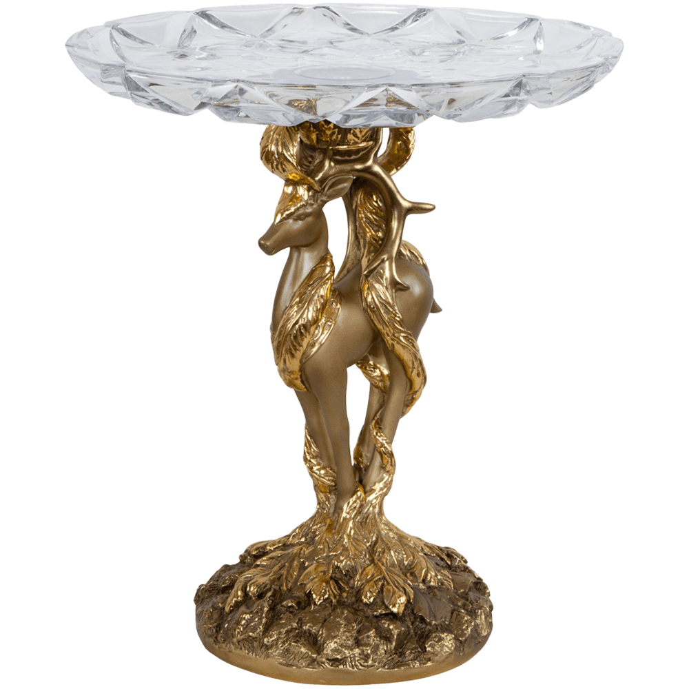 Фруктовница Лань Артемиды Бронза со стеклянной чашей