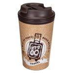 ТЕРМОСТАКАН С КЛАПАНОМ И ДЕКОРОМ TRAVEL 350МЛ (Коричневый)