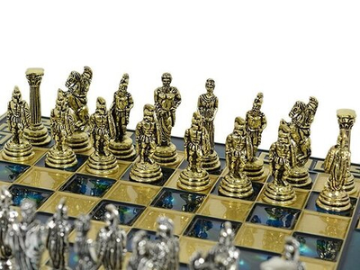 Шахматный набор подарочный с металлическими фигурами "Троя" 205*205мм. Marinakis