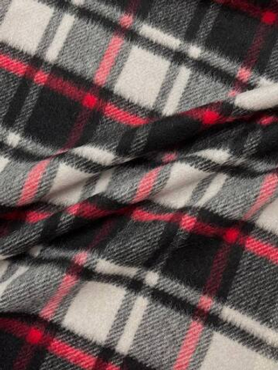 Альпака с шерстью пальтовая в черно-белую с красным клетку