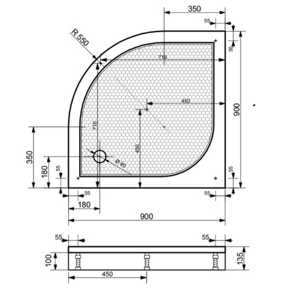 Эстет Омега Душевой поддон 90x90