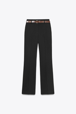 ZARA ПРЯМЫЕ БРЮКИ С РЕМНЕМ, ЧЕРНЫЙ