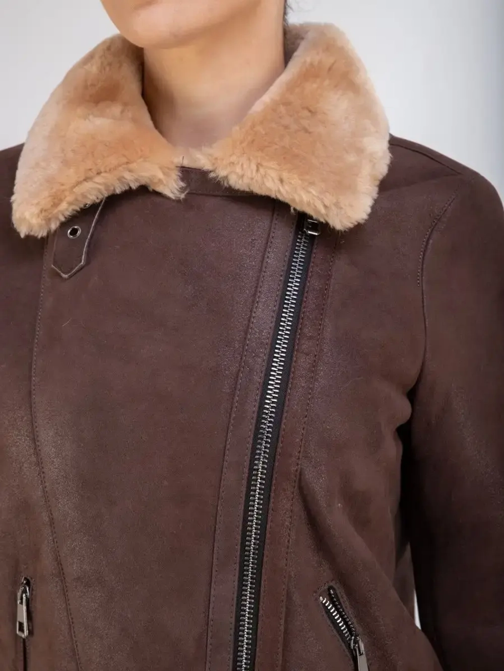 Дубленка авиатор натуральная короткая Турция