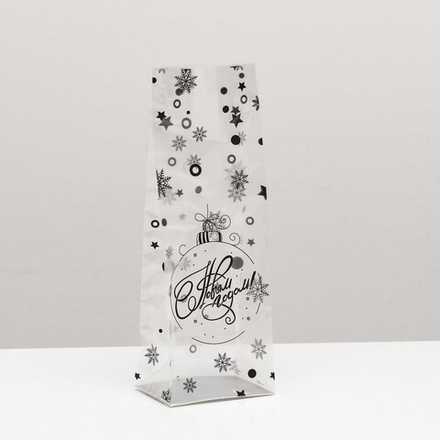 Пакет новогодний с жёстким дном, со снежинками, 6×8×23 с, 1 шт